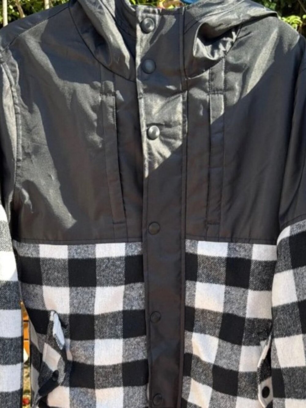 Civil Society Stockholm Plaid Trek Jacket Black White Men's Large